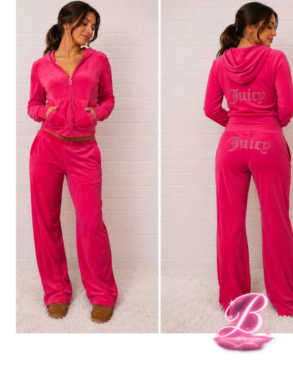 Juicy Couture OG Pink Velour Track Suit *Top & Bottom Included* Y2K Vibes - NWT - Picture 1 of 10